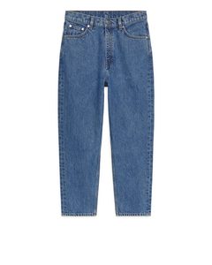Tapered Cropped Jeans Mid Blue