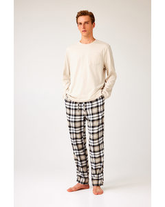 Pyjama - Regular Fit Lichtbeige/geruit