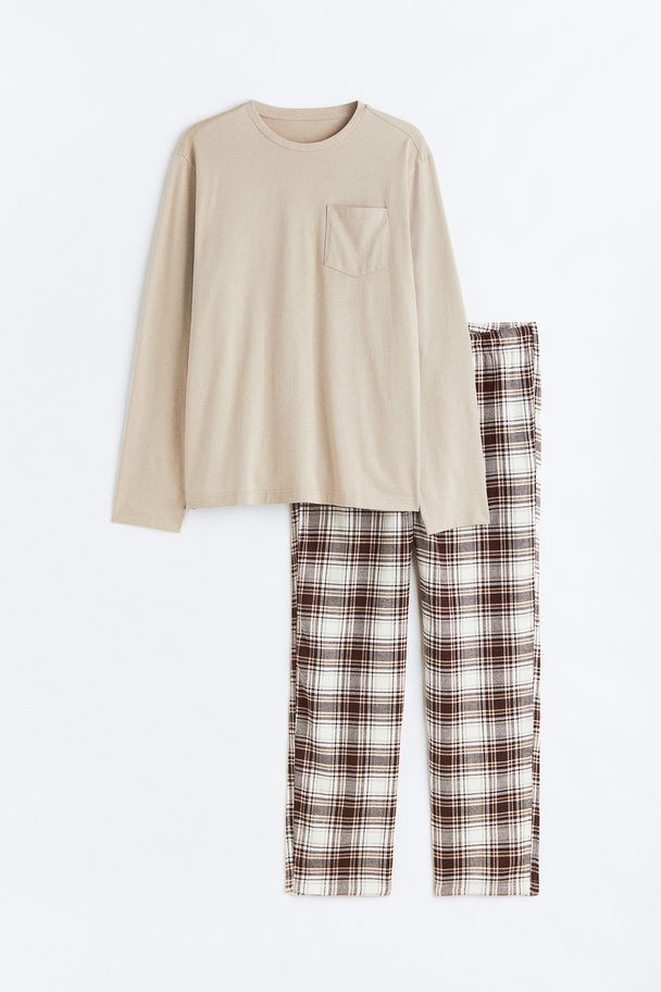 H&M Pyjama - Regular Fit Beige/geruit