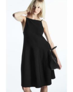 Square-neck Knitted Mini Dress Black