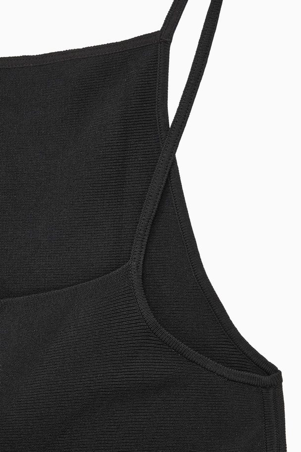 COS Square-neck Knitted Mini Dress Black