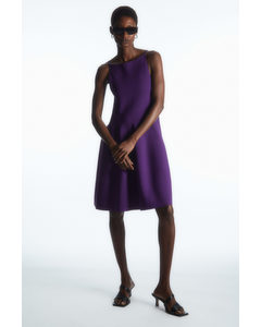 Square-neck Knitted Mini Dress Purple