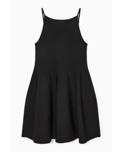 Square-neck Knitted Mini Dress Black