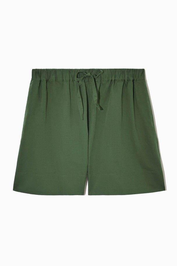 COS Oversized Drawstring Shorts Dark Green