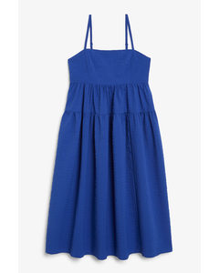 Tiered Sleeveless Midi Dress Cobalt Blue