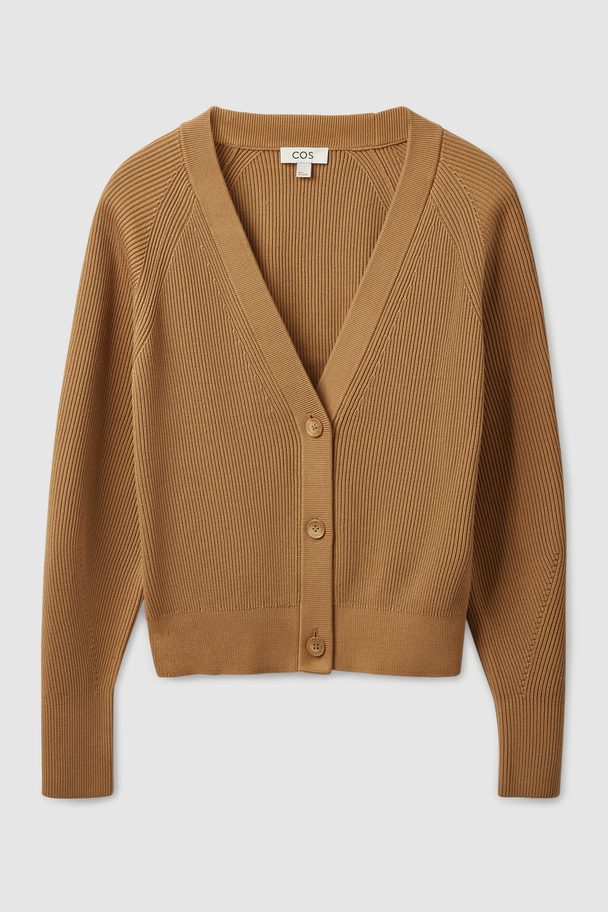 COS Ribbed Knit Cardigan Light Brown