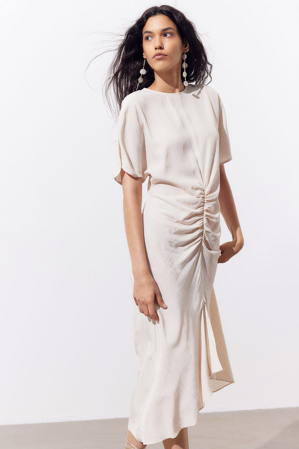 H&M Slit-sleeved Dress Cream