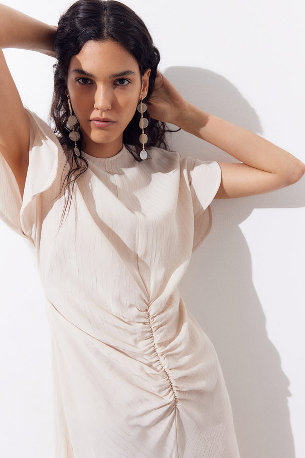 H&M Slit-sleeved Dress Cream