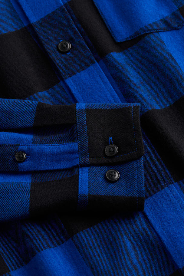 H&M Flanellen Overhemd - Relaxed Fit Blauw/geruit