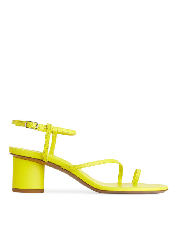 ARKET Heeled Leather Sandals Neon Yellow