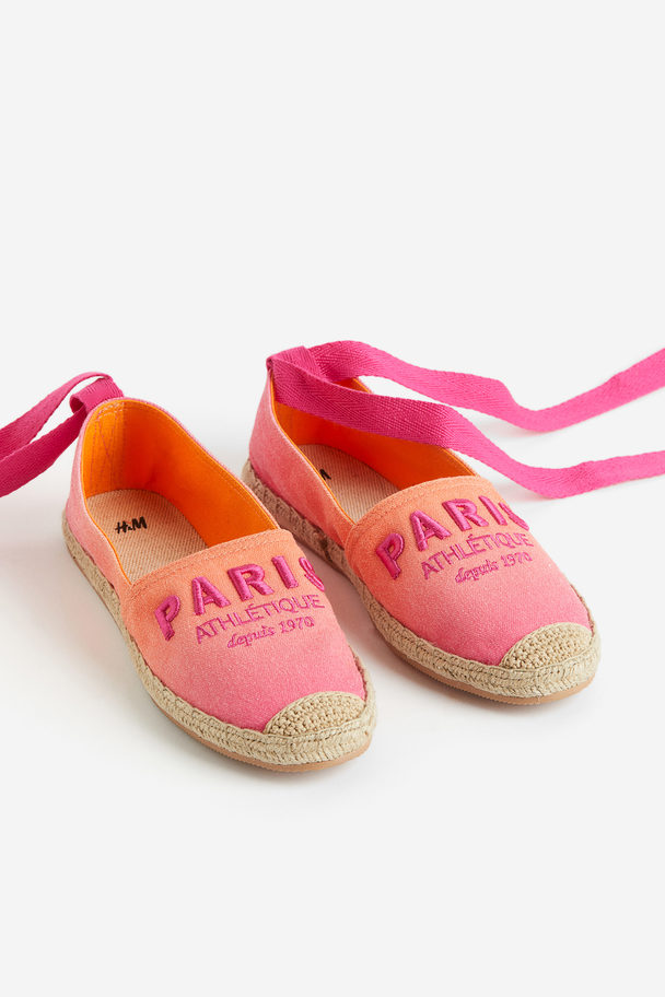 H&M Embroidery-detail Espadrilles Pink/paris