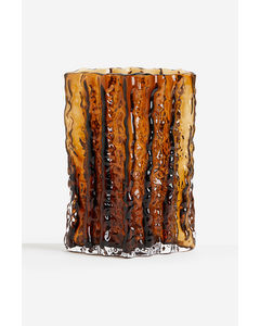 Textured Glass Vase Dark Beige