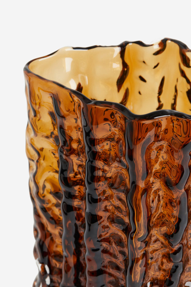 H&M HOME Textured Glass Vase Dark Beige