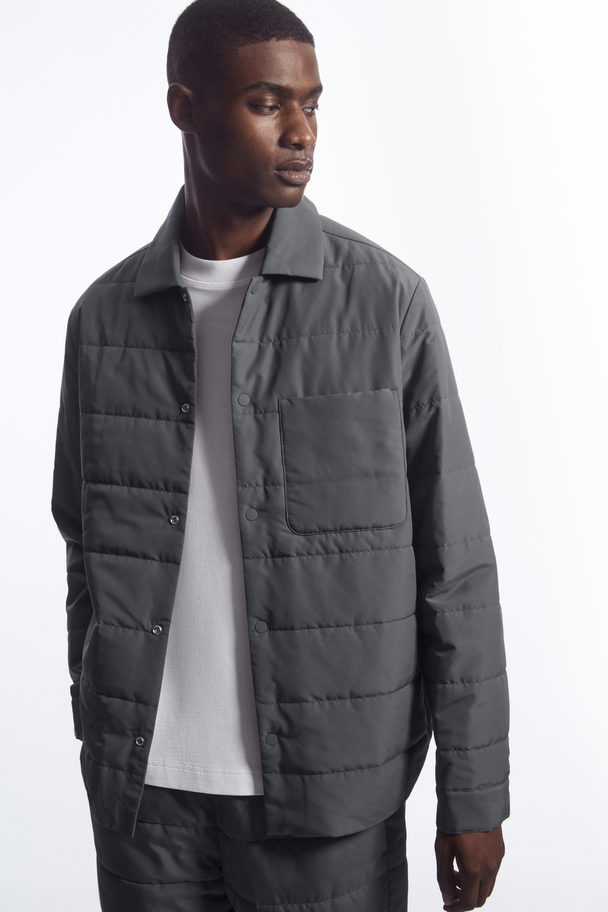 COS Quilted Padded Overshirt Dark Grey