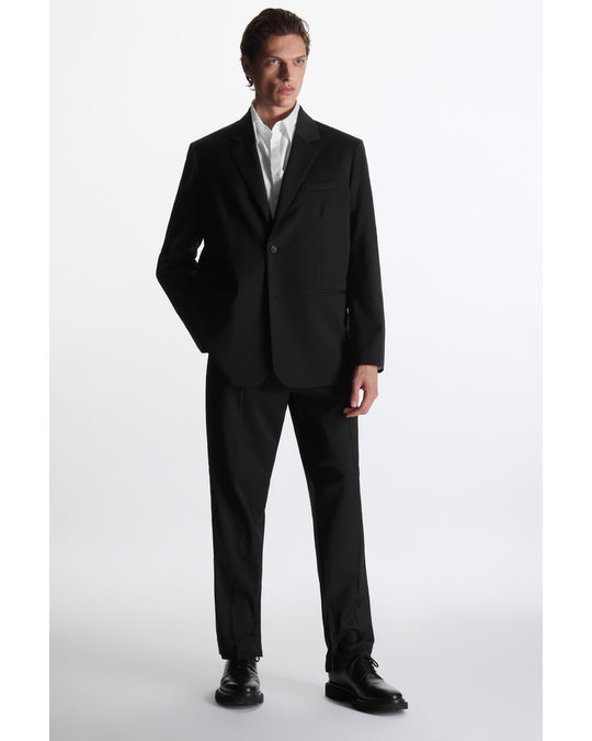 COS Regular-fit Contrast Wool Trousers Black / Grey