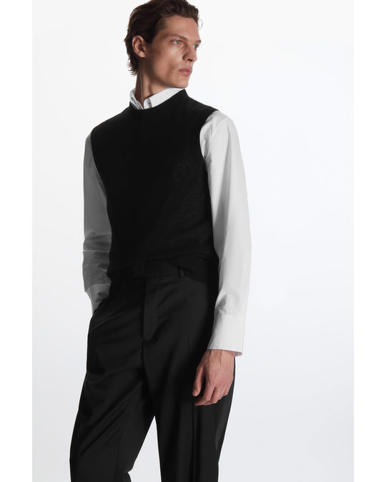 COS Regular-fit Contrast Wool Trousers Black / Grey