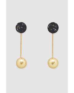 Terrazzo Drop Earrings Navy / Gold