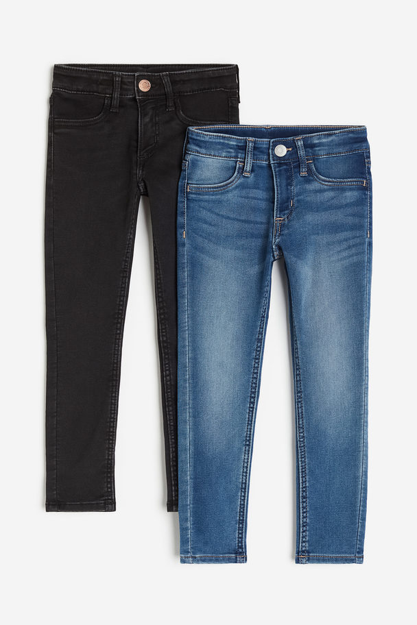 H&M 2-Pack Super Soft Skinny Fit Jeans Denimblau/Schwarz