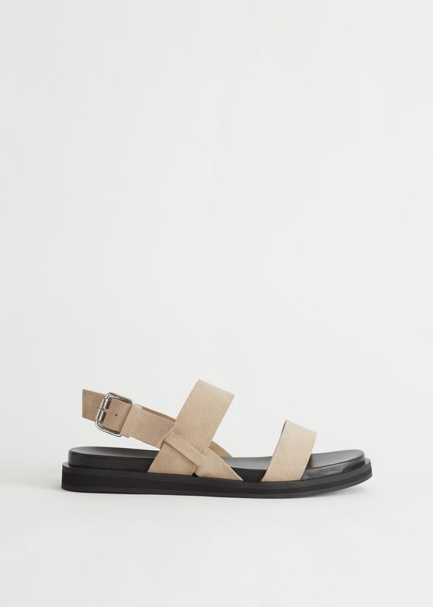 & Other Stories Diagonal Slingback Leather Sandals Beige