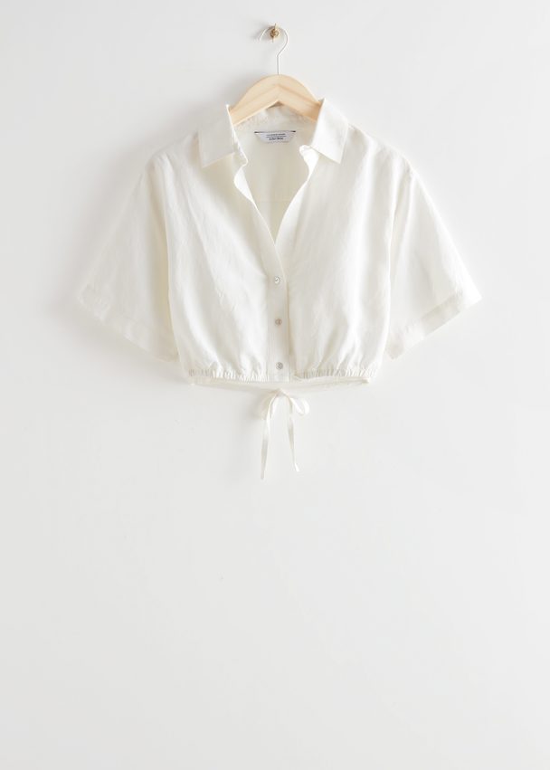 & Other Stories Buttoned Crop Top White