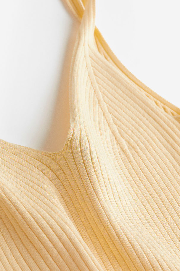 H&M Rib-knit Vest Top Light Yellow