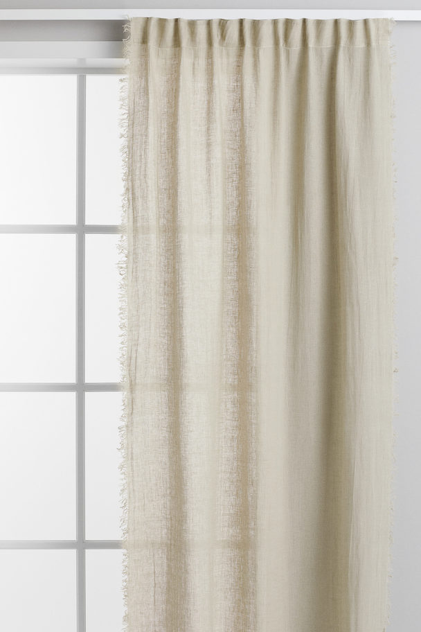 H&M HOME 2-pack Linen Curtain Lengths Light Khaki Green