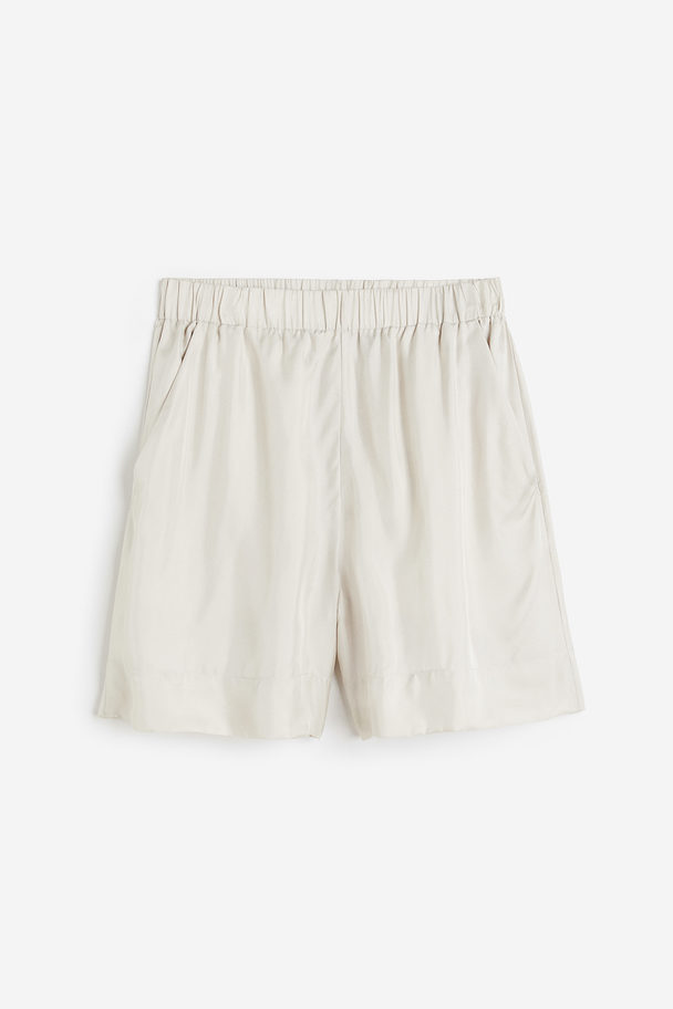 H&M Silk-blend Twill Shorts Light Beige