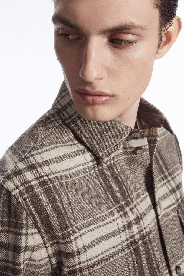 COS Checked Wool-flannel Overshirt Brown / Cream / Checked