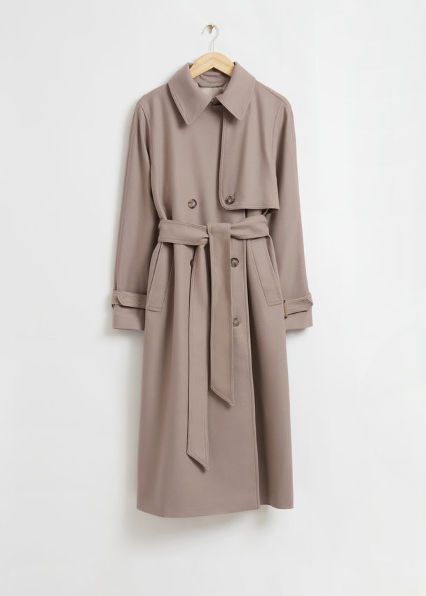 & Other Stories Belted Trench Coat Dusty Beige