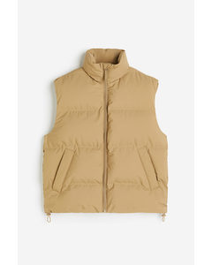 Water-repellent Puffer Gilet Beige