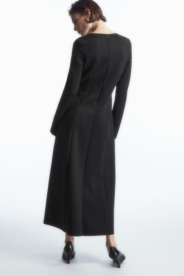 COS Square-neck Scuba Midi Dress Black