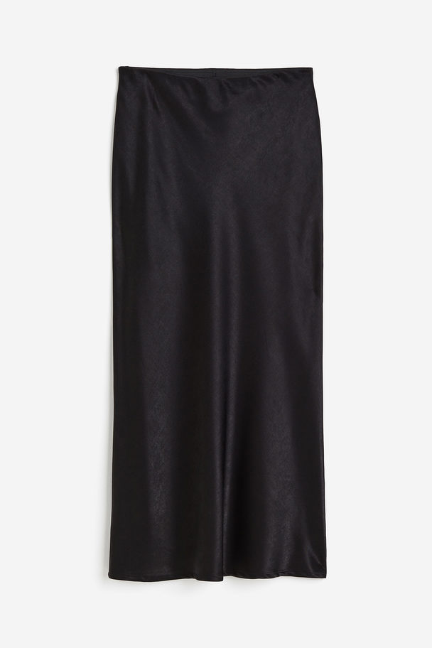 H&M Maxirock aus Satin Schwarz