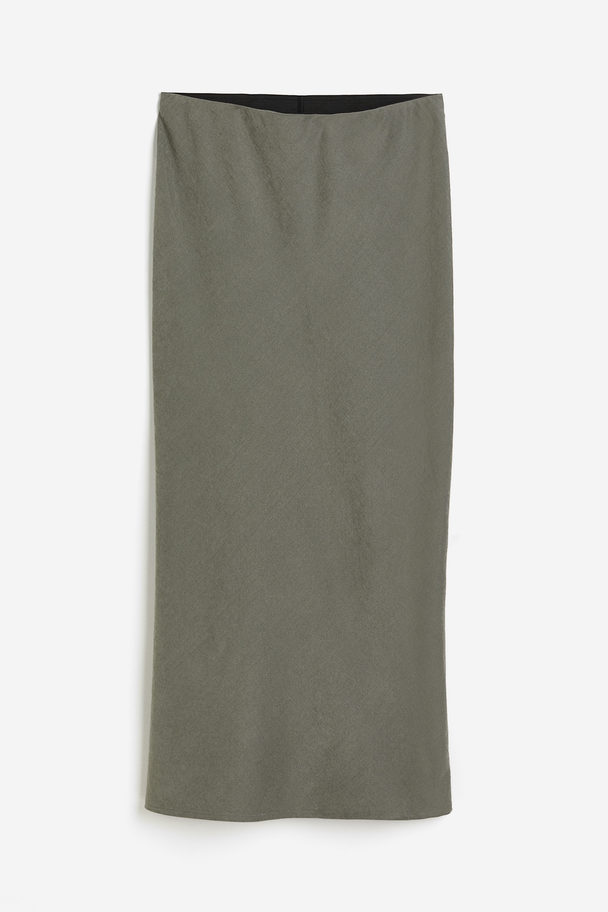 H&M Maxirock aus Satin Khakigrün