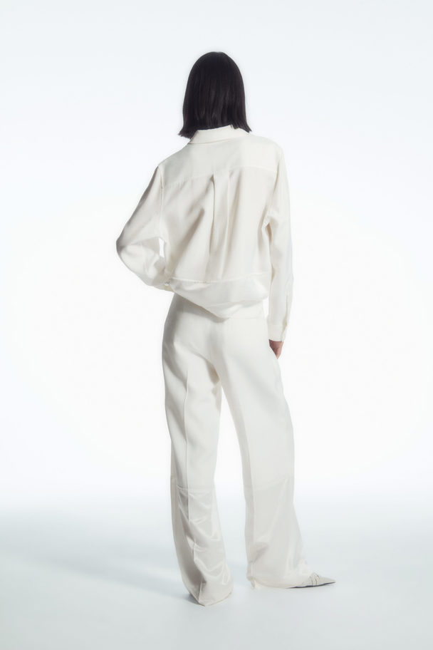COS Satin-panelled Wide-leg Trousers Ivory