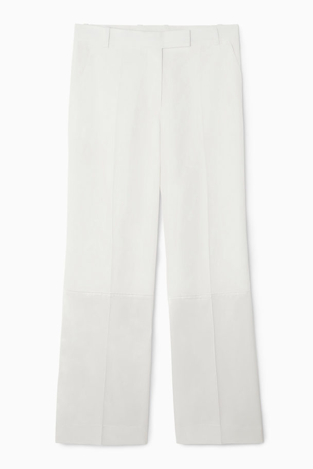 COS Satin-panelled Wide-leg Trousers Ivory
