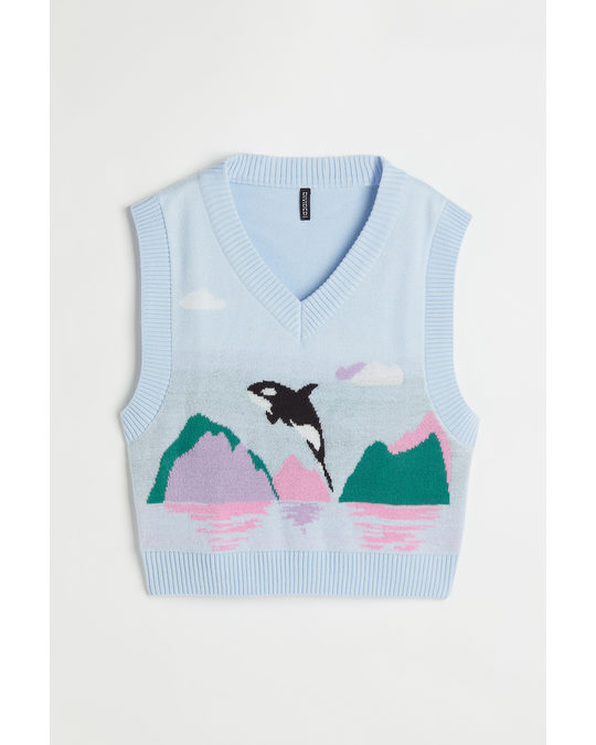 H&M Knitted Sweater Vest Light Blue/orca