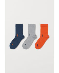3-pack Sports Socks Navy Blue/orange