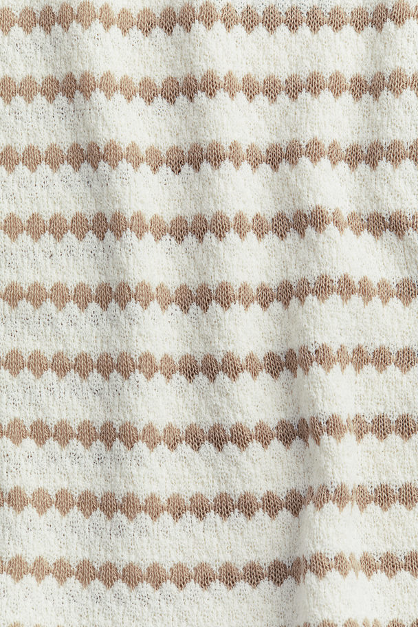 H&M Rückenfreies Strickkleid Beige/Weiß