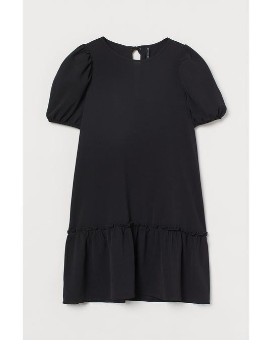 H&M Puff-sleeved Dress Black