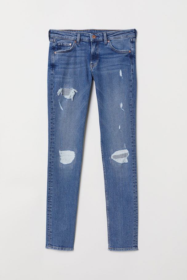 H&M Skinny Low Jeans Hellblau/Trashed