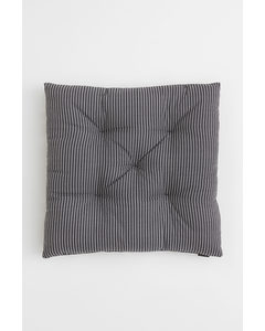 Striped Cotton Seat Cushion Dark Grey