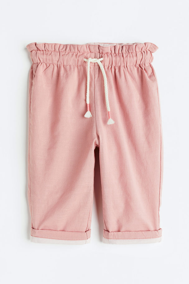 H&M Lined Cotton Trousers Light Pink