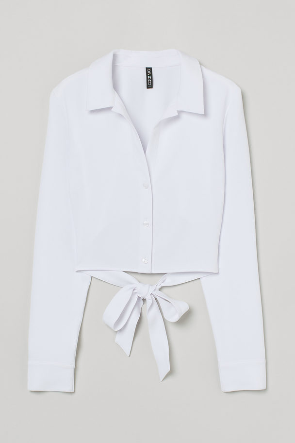 H&M Bluse mit Bindebändern Weiß