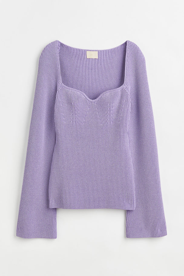 H&M Rib-knit Top Lavender
