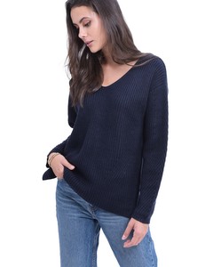 V-neck Sweater With English Ribbing