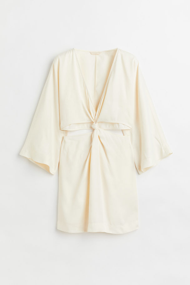 H&M Cut-out-Kleid mit Knotendetail Cremefarben