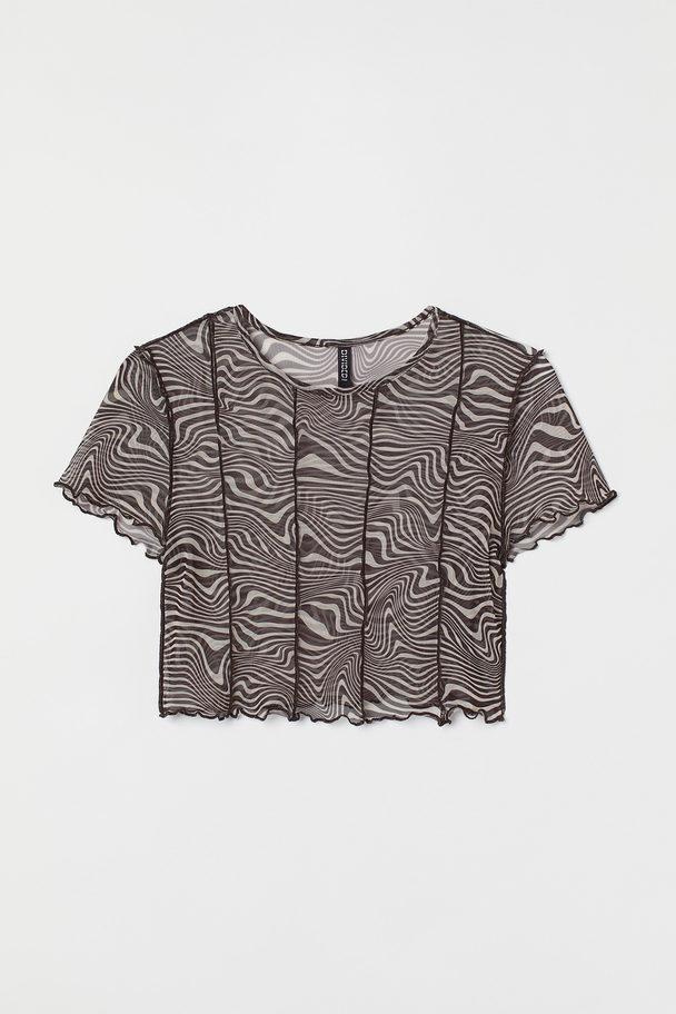 H&M H&M+ Cropped Shirt Braun/Zebramuster