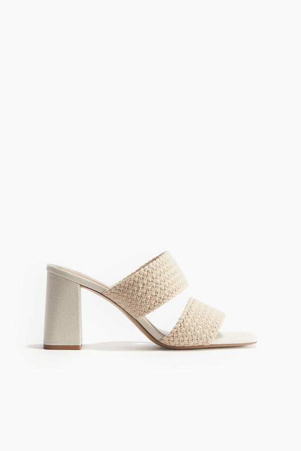 H&M Gevlochten Slip-in Sandaletten Lichtbeige