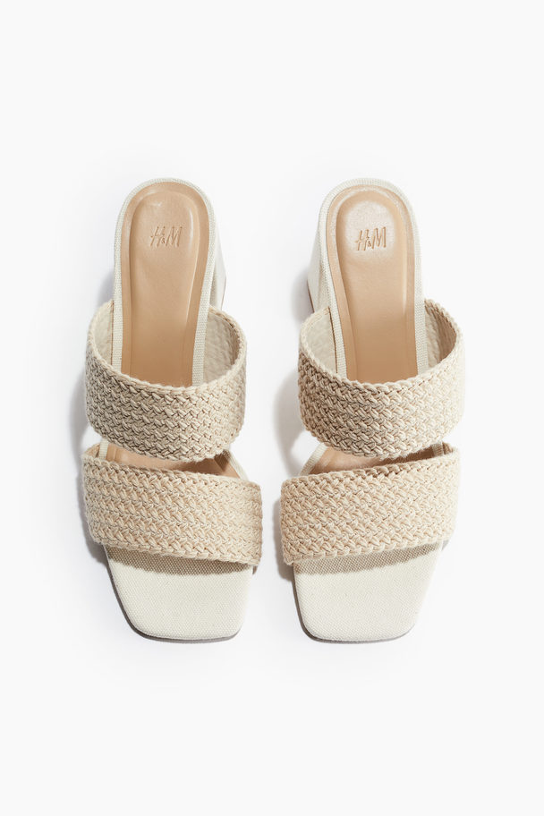 H&M Gevlochten Slip-in Sandaletten Lichtbeige