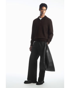 Contrast-tipped Merino Polo Shirt Dark Brown